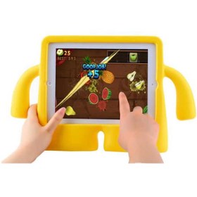 Resim iPad Uyumlu Air Uyumlu 2 (9,7") Uyumlu Kılıf Standlı ve Tutma Kollu Yumuşak Silikon Çocuk Tablet Kılıfı 