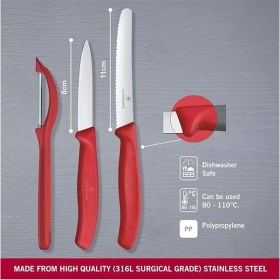 Resim AyrStore 6.7111.31 Kırmızı Soyma Seti, 3 Parça 