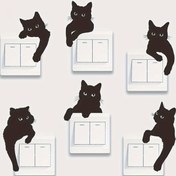 Resim 2 adet 12 Siyah Kedi Anahtar Çıkartması, Çıkarılabilir Su Geçirmez Vinil Duvar Çıkartmaları, Duvar Güç Anahtarı Dekorasyonu, Ev Dekoru için Uygun, 19.99*23.01cm 