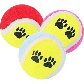 Resim 3lü Renkli Desenli Tenis Topu Kedi Köpek Oyuncağı 