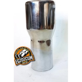 Resim Egzozcum 51 Mm. Antipas Iç Kaplamalı Yuvarlak Rüzgar Rüzgar Sesli Nikelaj Egzoz Eksoz Ucu Tekli 