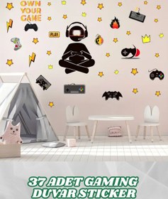 Resim Bee Games Gamer Oyuncu Odası Dekoratif Duvar Sticker Gaming Aksesuar Gamer Oyun Konsolu Duvar Sticker 