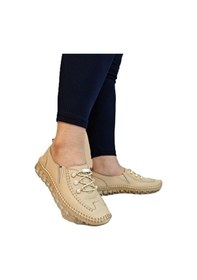 Resim Voyager 9871 Bej Hakiki Deri Boncuklu Bayan Ayakkabı Bej 