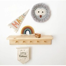 Resim Primera Ahşap Dekoratif Askılı 55 Cm Raf Bebek Çocuk Odası Rafı 2 Adet 