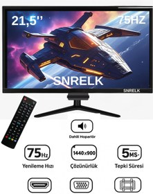 Resim SNRELK 21,5" SESLİ DAHİLİ HOPARLÖR 12V (KUMANDALI) Geniş Ekran 75 Hz 5ms (VGA,HDMI) Led Monitör 