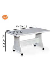 Resim Eliusta Tekerlekli Mdf Masa %100 Mdf Salon Orta Sehpa Yemek Masası Ofis Sehpa 
