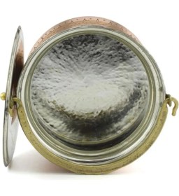 Resim El Işlemeli Bakır Yoğurt Kabı 5 Lt, Gaziantep Sanatı, Dayanıklı ve Şık Tasarım 