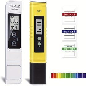 Resim Digital PH Metre & TDS Test Cihazı Kombinasyon Seti - 0.01 Çözünürlük, EC, GH, KH, GPMGH pH Prob ile 4'ü 1 Arada Su Kalitesi Test Seti Havuz, Akvaryum, Hidroponik, RO Sistemleri için - Çok Renkli Prob Tutucular Dahil 