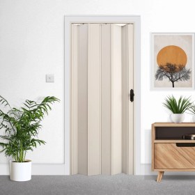 Resim Faran Dekorasyon 87 x 230 Beyaz Renk Camsız Pvc Akordiyon Katlanır Kapı - Frnakmodel-113 