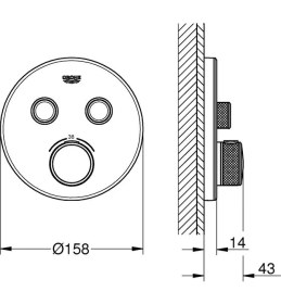 Resim Grohe Grohtherm Smartcontrol Çift Yönlü Ankastre Termostatik Duş Bataryası - 29151LS0 