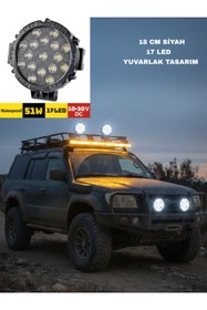 Resim KAPOTO 17 Led Yuvarlak 10V-30V Off Road 51W 18Cm Projektör Çalışma Lambası 
