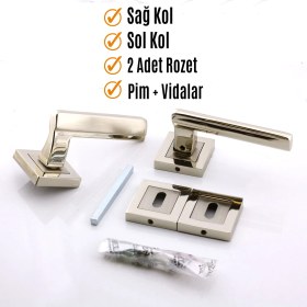 Resim Nzb 1 Takım Oda Kapı Kolu Inox Kare Rozetli Sağa Sola Uygun Iç Ev Kapısı Kolları Kilitlenebilir 