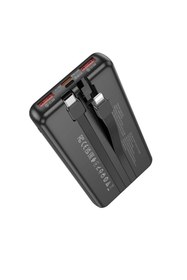 Resim Borofone BJ57 10000 mAh Dahili Çift Kablolu (Type-C/Lightning) 22.5W PD/QC Hızlı Şarj Powerbank Siyah 