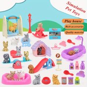 Resim Renkli Plastik Köpek Figürü Oyun Seti - Gerçekçi Oyuncak Evcil Hayvan Oyuncakları Ev, Salıncak, Yiyecek & Aksesuarlarla Çocuklar İçin (Rastgele Renkler), Köpek Oyuncakları 