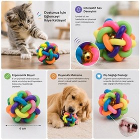 Resim Bakgelal İnteraktif Zilli Kauçuk Kedi Ve Köpek Oyun Topu 6 Cm Dayanıklı Çiğneme Ve Diş Bakım Oyuncağı 