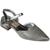 Resim Yazkış Kadın Altın Gümüş Simli 4cm Kısa Kalın Topuklu Abiye Ayakkabı Gümüş 