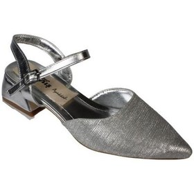 Resim Yazkış Kadın Altın Gümüş Simli 4cm Kısa Kalın Topuklu Abiye Ayakkabı Gümüş 