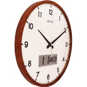Resim Seiko Clock Qxl008b Akçaağaç Ahşap Kasa Dijital Takvimli Duvar Saati Kahverengi 