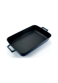 Resim Lava Döküm Ölçü 26x40cm. Dikdörtgen Rosto Ve Fırın Tepsisi Döküm Demir Yekpare Çift Kulplu Premium Serisi - Majolica Gri Gri 