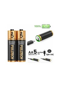 Resim Exenar - Siyah - Şarjlı Kalın Kalem Pil Aa Şarj Edilebilir Pil 1.5v 2800mwh Lityum-ion Kalın Pil Aa 5 Type-c Şarjlı 