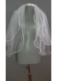 Resim Suzanna Moda Şerit Kıvrımlı Dalgalı 3mt Eninde Taraklı Hayal Tül Gelin Duvak Çift Kat 70x60 Cm Boyunda Beyaz 