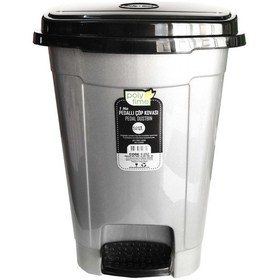 Resim Polytime Pedallı Basmalı Çöp Kutusu Kovası / Gri / 52 Litre / Çık Gri 