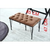 Resim Sare Home Palermo Kapitoneli Metal Ayaklı Puf Bench 