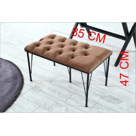 Resim Sare Home Palermo Kapitoneli Metal Ayaklı Puf Bench 