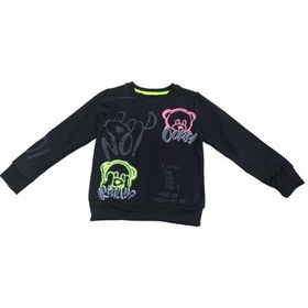 Resim İrem Kız Çocuk Ayıcık Ve Yazı Desenli Siyah Renk Şardonlu Sweatshirt 