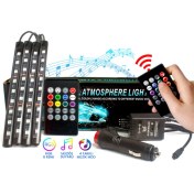 Resim Waxen 9 LED Ayak Altı LED Lamba Kumandalı Sese Duyarlı Çakmaklık Girişli Rgb Araç Içi Aydınlatma 