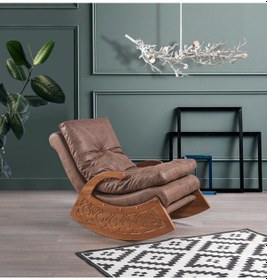 Resim Most Woodarm %100 Ağaç Dinlenme Koltuğu 07 Kahverengi Nubuk Kumaş 