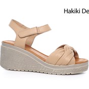 Resim GÖNDERİ(R) Kadın / Kız Vizon Bilekten Cırt Bantlı Dolgu Topuklu Hakiki Deri Sandalet 