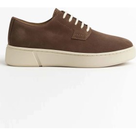 Resim Erkek Vizon Süet Kalın Tabanlı Sneaker Ayakkabı 