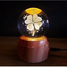 Resim Usb'li Yonca Tasarımlı Dönen Cam Küre Çok Renkli 