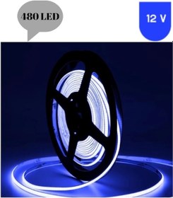 Resim 12 Volt 8 Mm 480 Ledli Esnek Cob Şerit Mavi Dış Mekan Ip68 5 Metre 