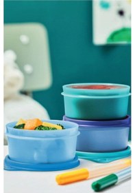 Resim Tupperware Şeker Üçüzler Mavi Saklama Kabı 3 X 250 Ml Çok Renkli 