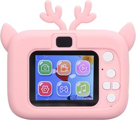 Resim Akozon Çocuk Dijital Kamera Seti, 32GB Kart Ve Okuyucu, 20MP, 1080P Video, Renkli 2' Ekran, USB Şarj, AI Yüz Tanıma, Otomatik Karartma (Pembe Sarı) 