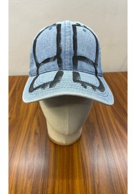 Resim Denim Jean Kot Kumaş Vintage Yıkamalı Unisex Cap Şapka Mavi - Açık Mavi 