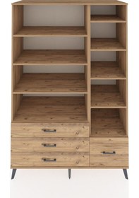 Resim Kronos Dolap 9 Raflı 4 Çekmeceli 132x59x195 Çam-çam/çam Atlas Çam/atlas Çam 