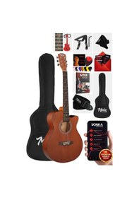 Resim Midex Phx-187 Masif Ağaç Akustik Gitar 4/4 Yetişkin Boy Çanta 