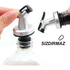 Resim Delixa Kanji 5'li Sızdırmaz Yağdanlık ve Şişe Tıpası Seti – Damlama Yapmaz Paslanmaz Uçlu Yağ Sirke Şarap D 