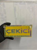 Resim Sarı Renk Üzeri Hologram Renk Çekici Yazılı Vantuzlu Cam Süsü 