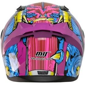 Resim MTS M-801 GONGJU PEMBE-MAVİ GÜNEŞ VİZÖRLÜ KASK (SİYAH CAMLI) 
