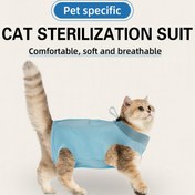 Resim Yumuşak ve Nefes Alabilir Kedi Sterilizasyon Tulumu - Açık Mavi, Ayarlanabilir Askılar, Yalama Karşıtı & Çizilmeye Dirençli Ameliyat Sonrası İyileşme İçin, Küçük Irklar İçin Her Mevsim Konforlu, Yalama Önleyici Kedi Giysisi | Güvenli Evcil Hayvan Giysileri | Rahat Evcil Hayvan Giyimi 