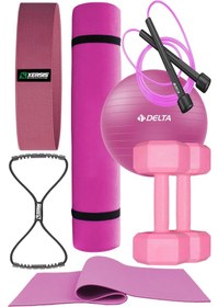 Resim Elya Pilates Tüm Vücut Fitnessı İçin İdeal Pilates Seti - Mindere, Dambıla Ve 