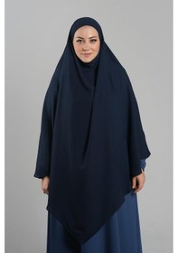 Resim Hürrem Bone Lacivert Pratik Hazır Geçmeli Tesettür Eşarp Medine İpeği Bağcıklı Sufle Hijab 2301 02 Lacivert 