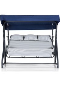 Resim Salvia 3 Kişilik Bahçe Balkon Teras Salıncağı - Minder: Lacivert Çizgili Tente: Lacivert Lacivert - Mavi 