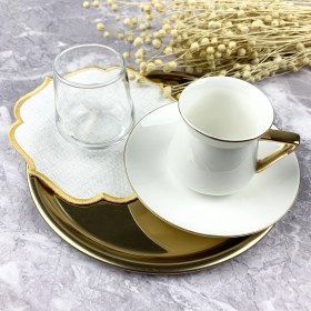 Resim Weare2 Gold Altın Renkli Nakışlı Keten Efektli 6'lı Kokteyl Peçetesi 