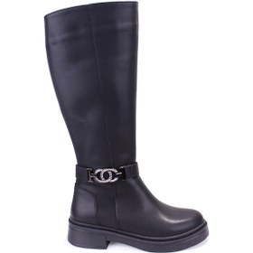 Resim Dagoster Dza07-1275107 Siyah Fermuarlı Düz Topuklu Kadın Çizme siyah 