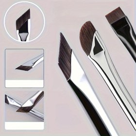 Resim 3 Parça Eyeliner Fırçası Seti - İnce Uçlu Çubuk, Normal Ciltler İçin Kokusuz Polyester Kıllar, ABS Plastik Sap, Yeni Başlayanlar İçin Düz Başlı, Orak ve Orak Köşe Göz Makyaj Fırçaları İçerir 